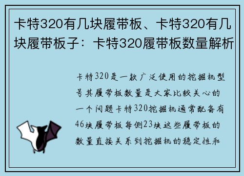 卡特320有几块履带板、卡特320有几块履带板子：卡特320履带板数量解析