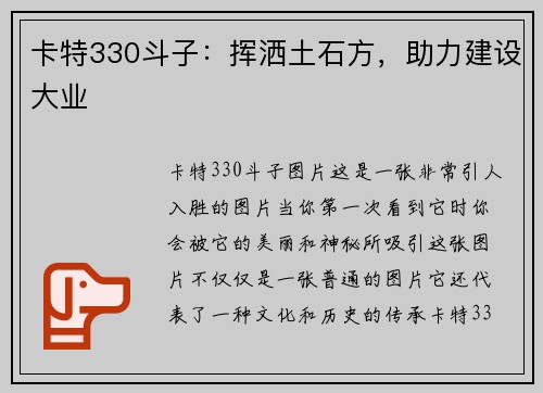 卡特330斗子：挥洒土石方，助力建设大业